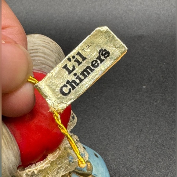 Jasco Christmas Ornament Lil Chimers Mouse Handpainted Bisque Porcelain Bell VTG - Picture 3 of 5